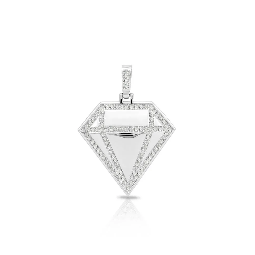 Ciondolo forma diamante acciaio con zircone