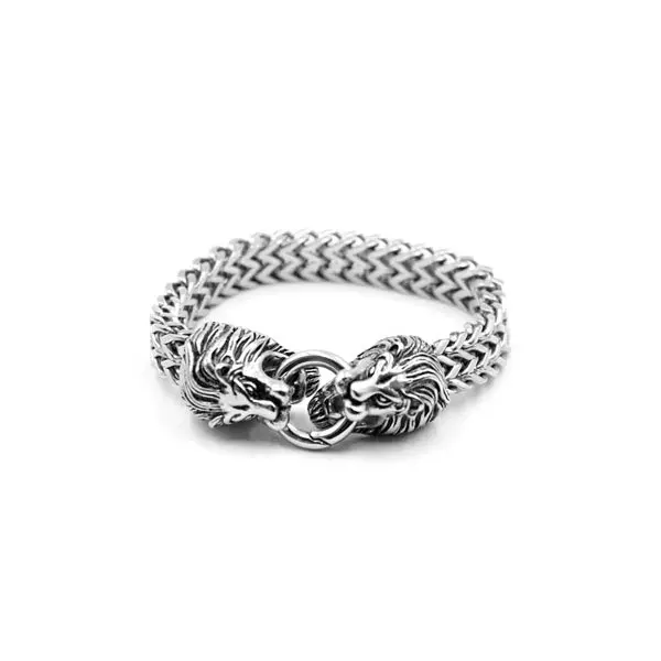 Bracciale in Acciaio con Testa di Leone