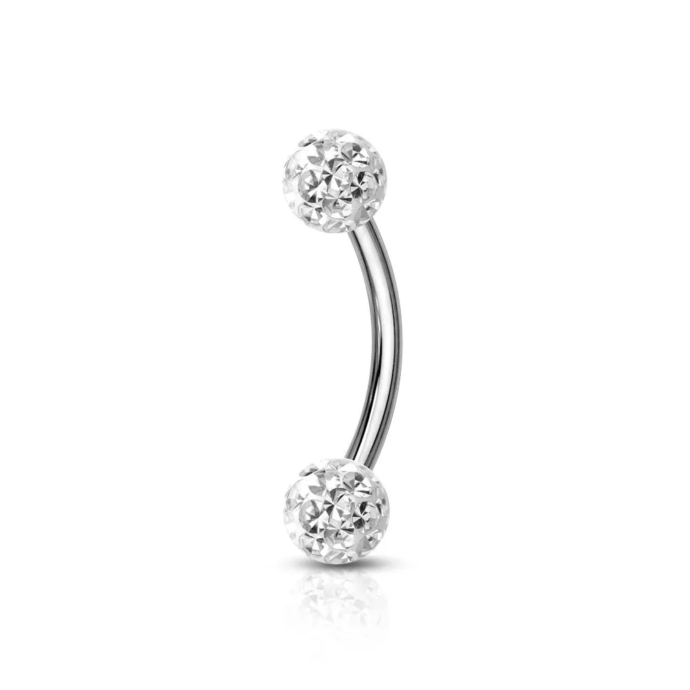 Barra curva piercing con molte pietre misura 1.2 x 10 colore bianco