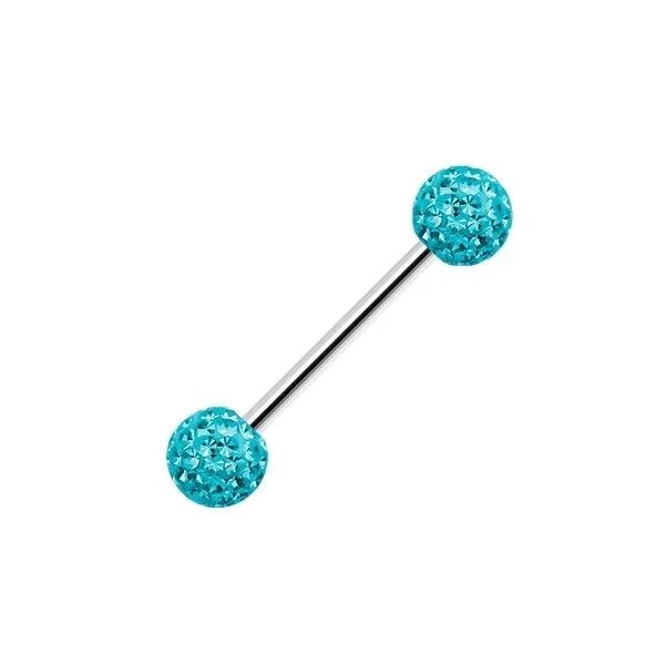 Barbell con Palline con Brillantini misura 1.6 x 14 mm colore Acquamarina