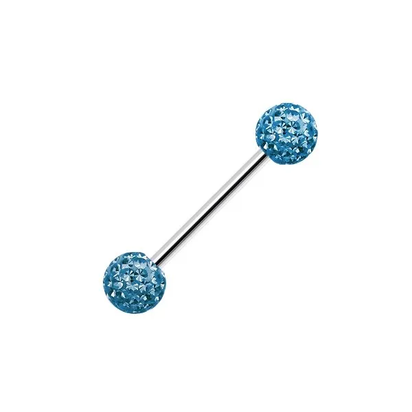 Barbell con Palline con Brillantini misura 1.6 x 16 mm colore Azzurro