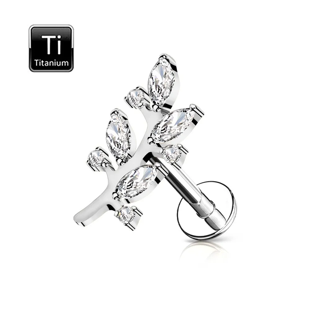 Helix / Tragus titanio con filettatura interna e foglia