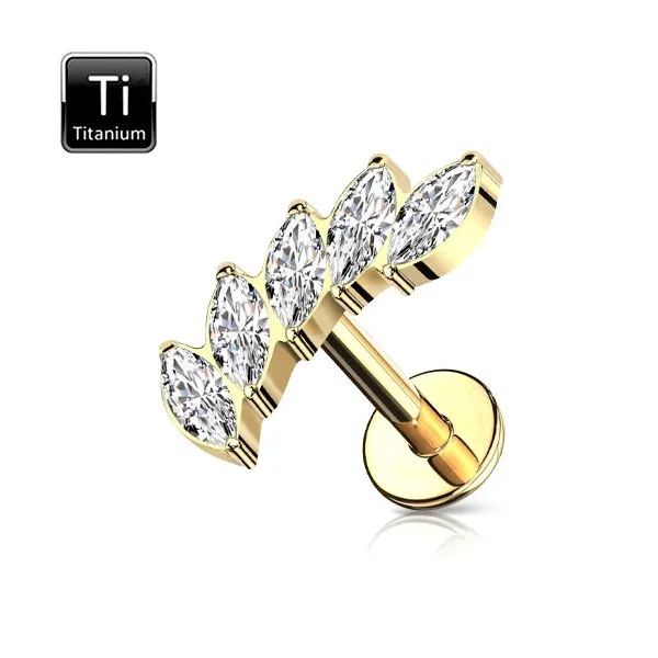 Helix / Tragus   in titanio con 5 di pietre taglio marquise