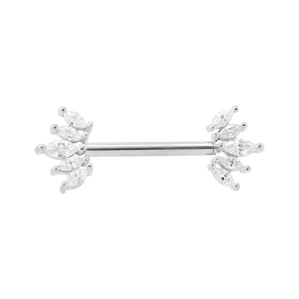 Piercing capezzolo con Brillantini in acciaio 316L