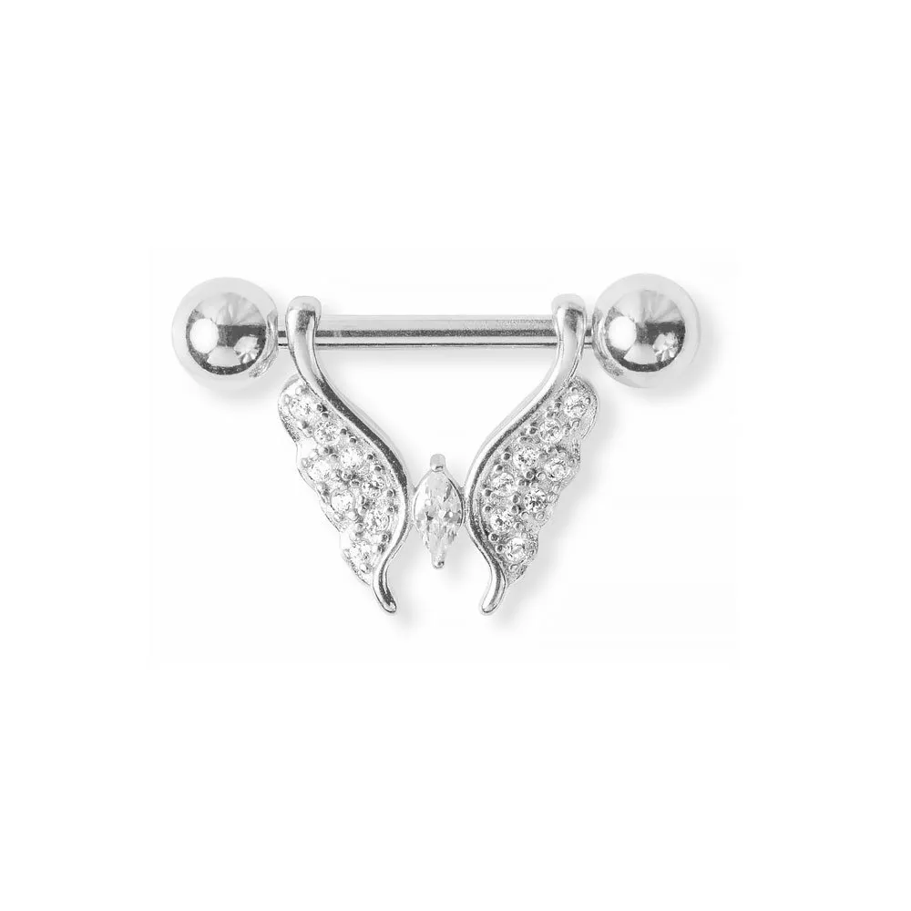 Piercing al capezzolo con Farfalla in acciaio 316L