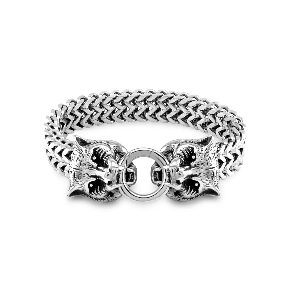 Bracciale con Testa di Leopardo in acciaio 316L