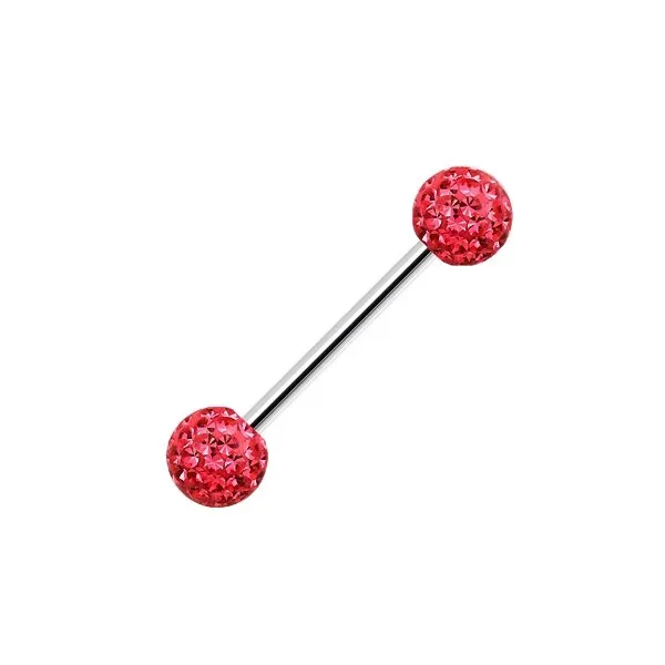 	Barbell con Palline con Brillantini misura 1.6 x 18 mm colore Rosso