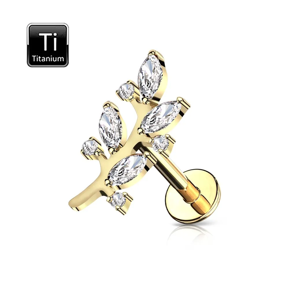 Helix / Tragus titanio con filettatura interna e foglia