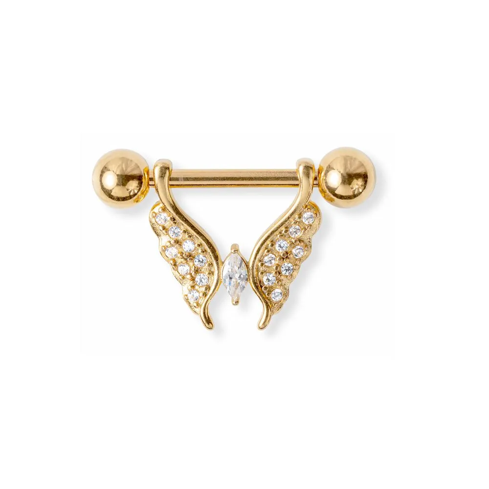 Piercing al capezzolo con Farfalla in acciaio 316L