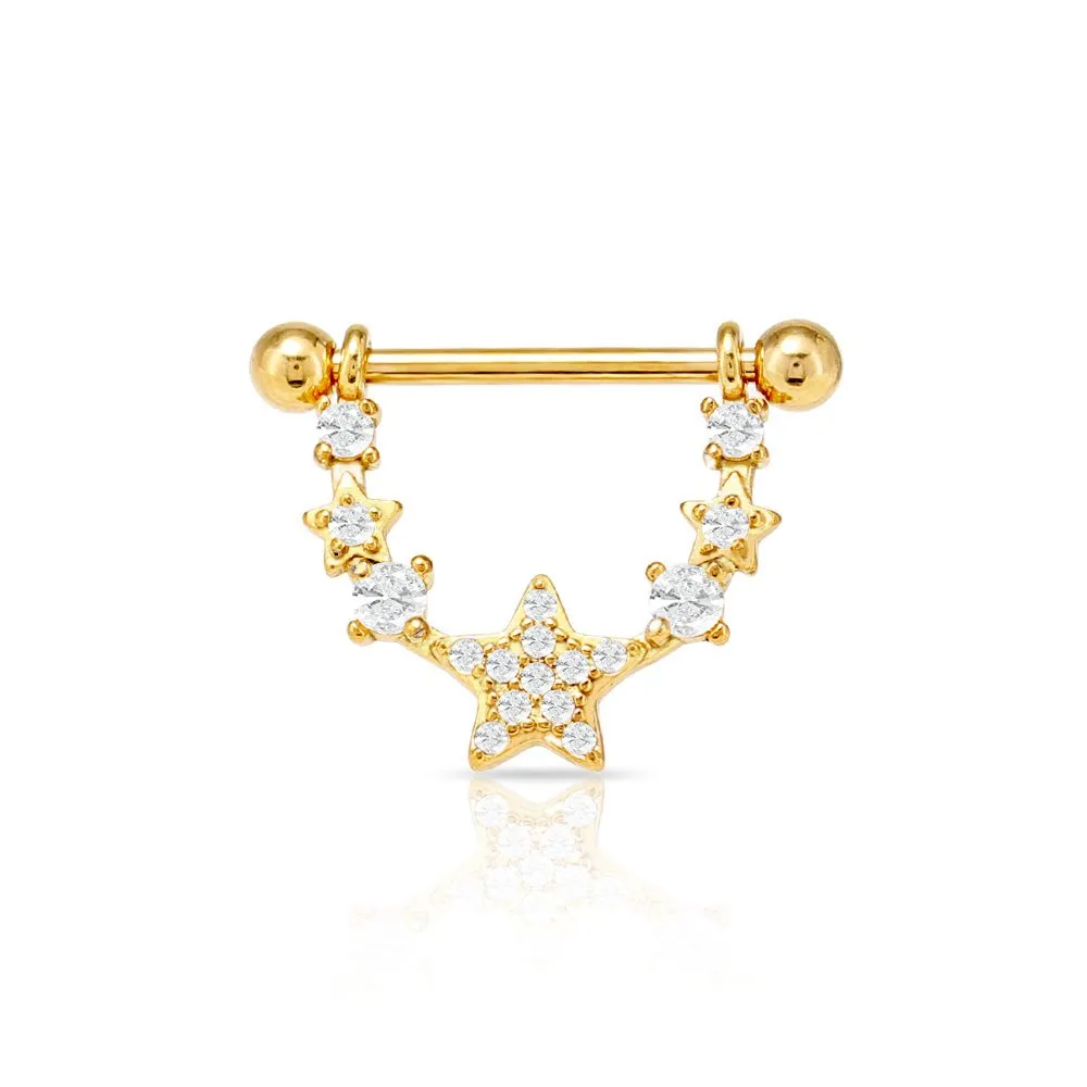 Piercing al capezzolo con Stella in acciaio 316L