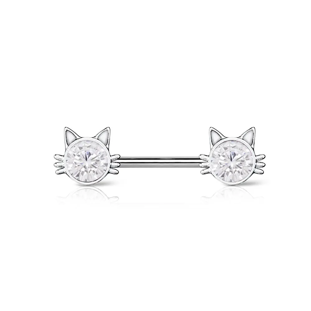 Piercing al capezzolo con testa gatto