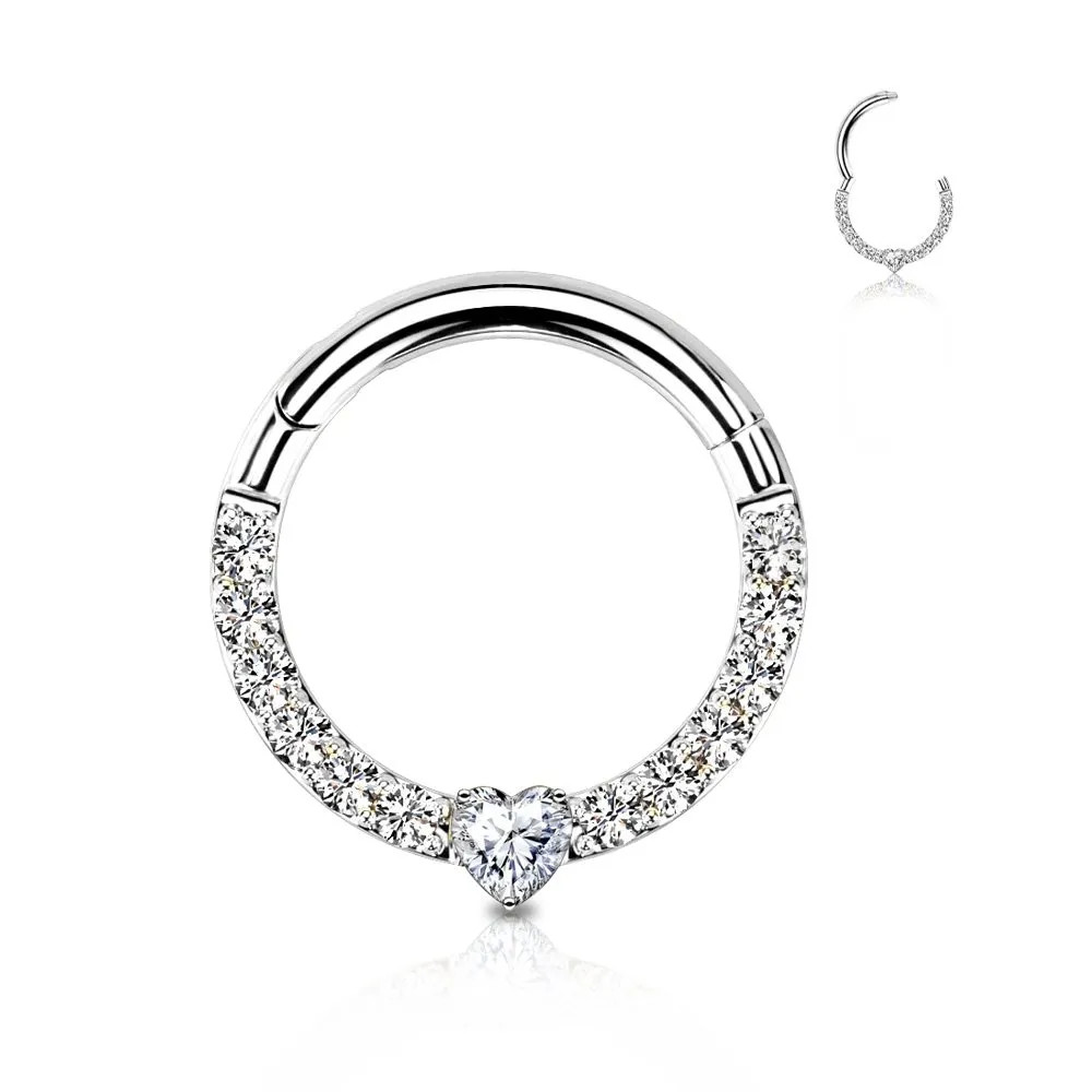 Cerchio segment con cristalli cuore in acciaio 316L