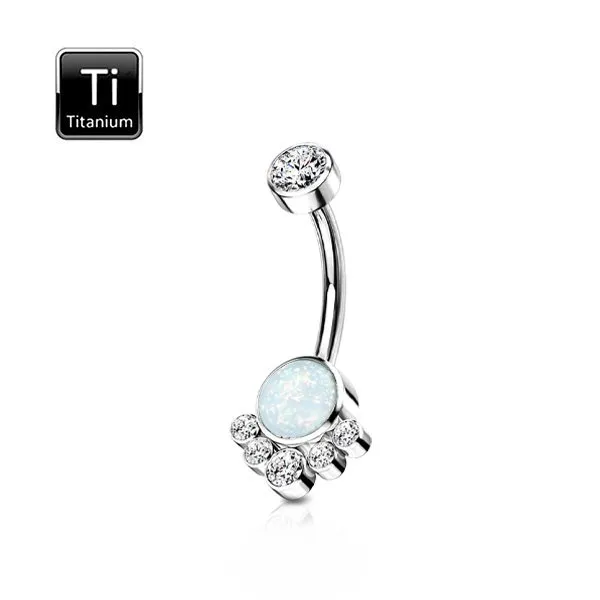 Piercing Ombelico in Titanio con Pietre opale