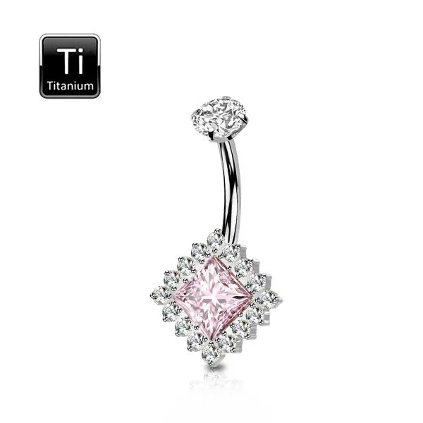 Piercing ombelico in titanio con rombo e pietre