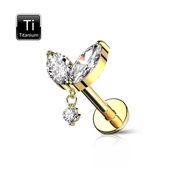 Helix / Tragus in Titanio con Pendenti Filettatura Interna
