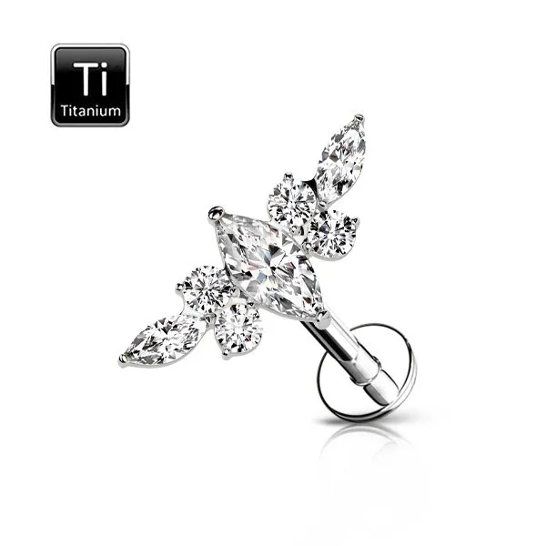 Helix - Tragus  in Titanio con Zirconi Filettatura Interna