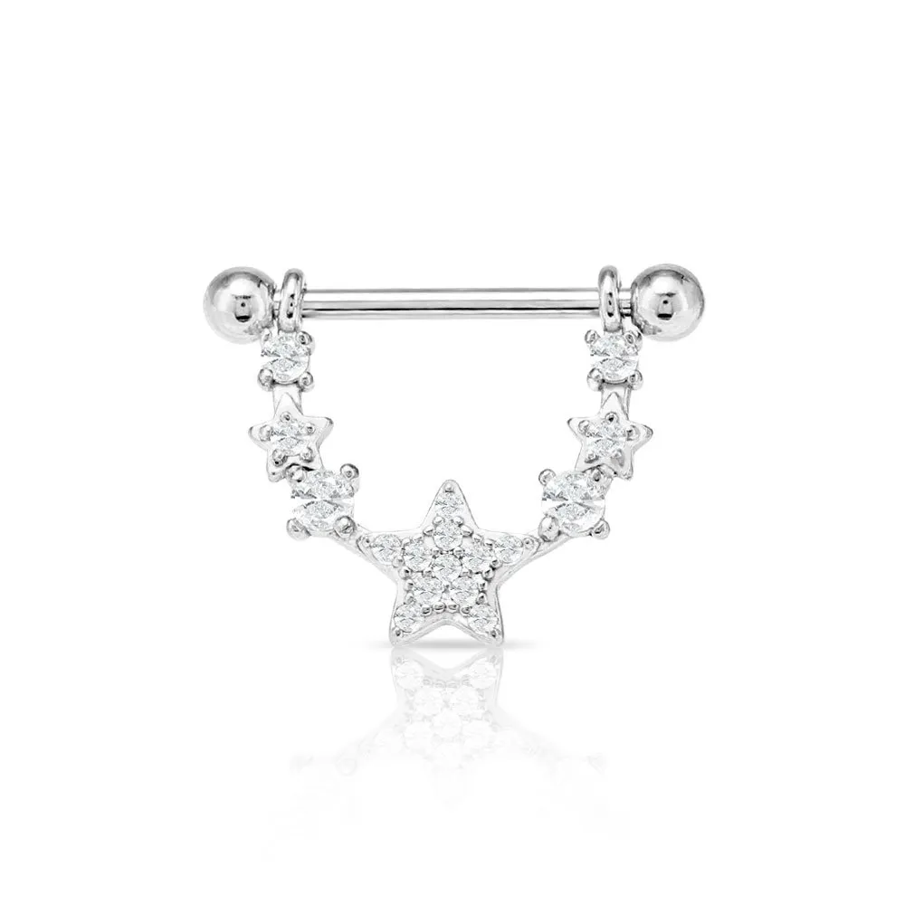 Piercing al capezzolo con Stella in acciaio 316L