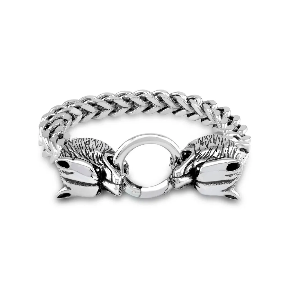 Bracciale con Testa di Lupo in acciaio 316L