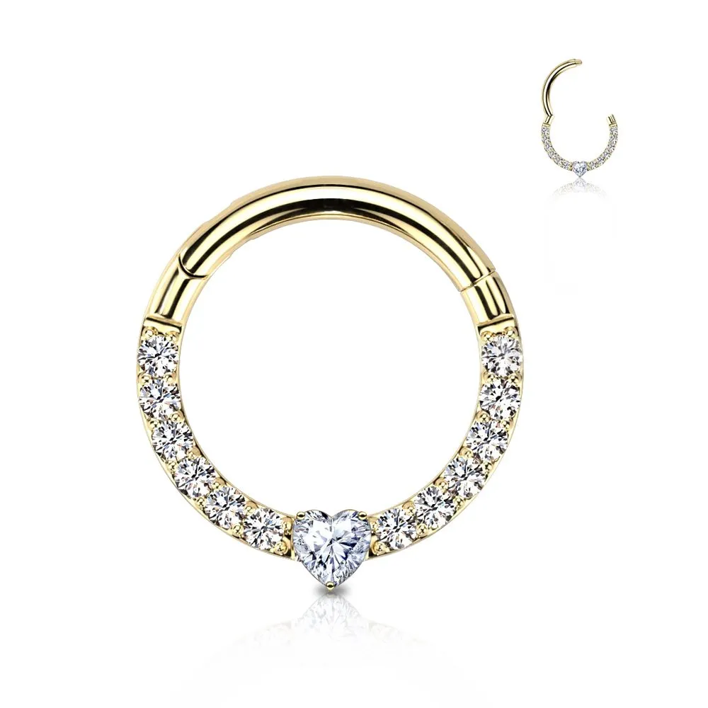 Cerchio segment con cristalli cuore in acciaio 316L miura 12 x 10