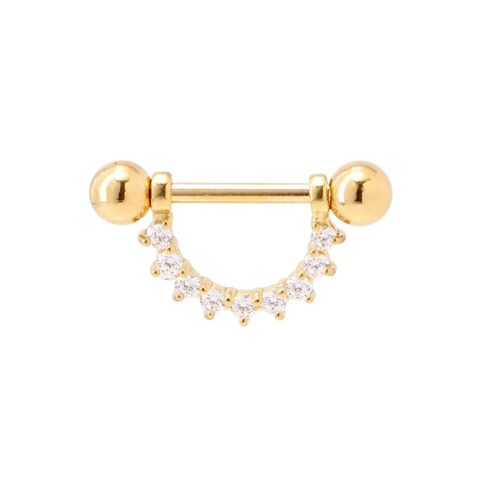 Barbell per capezzolo con Brillantini in acciaio 316L