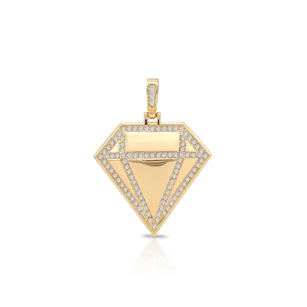 Ciondolo forma diamante acciaio con zircone