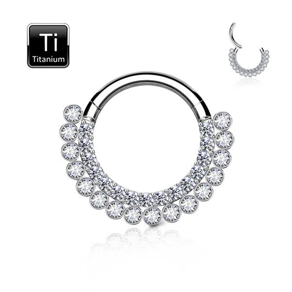 Cerchio segment in titanio con cristalli  misura 1.2 x 10