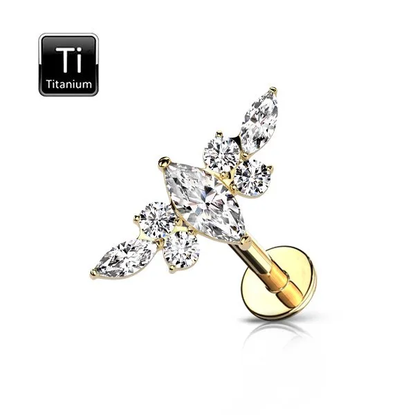Helix - Tragus  in Titanio con Zirconi Filettatura Interna