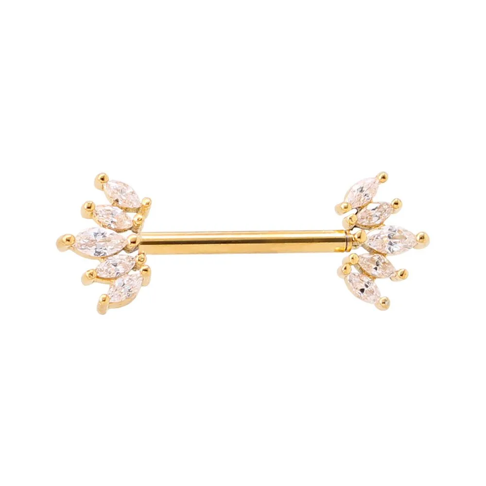 Piercing capezzolo con Brillantini in acciaio 316L