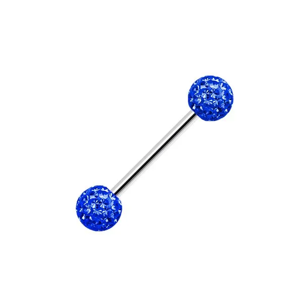 Barbell con Palline con Brillantini misura 1.6 x 18 mm colore Blue