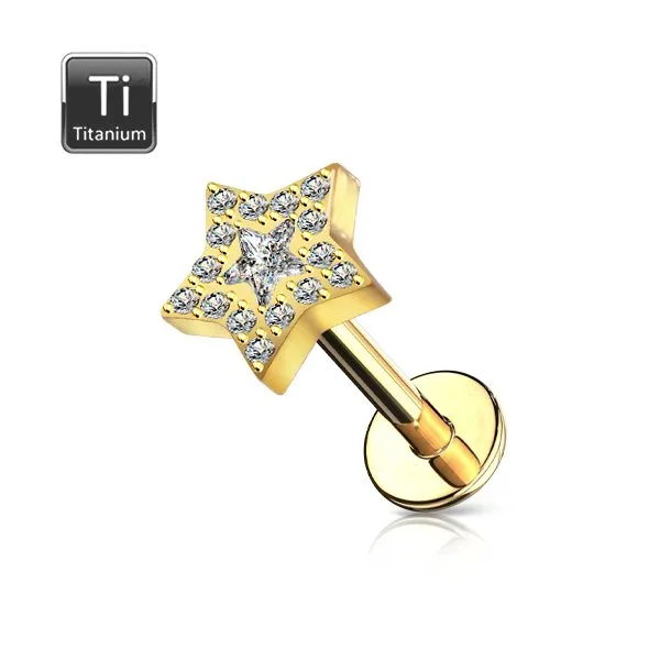 Helix - Tragus  in titanio con stella e zircone