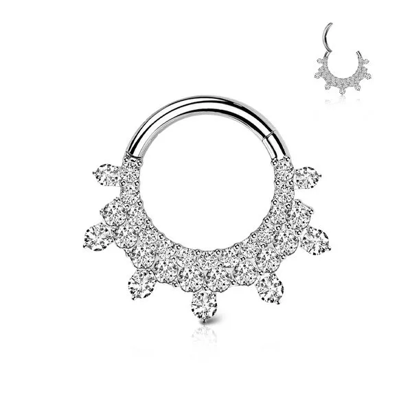 Cerchio con cerniera e tre fila di pietre 1.2 x 10 colore argento