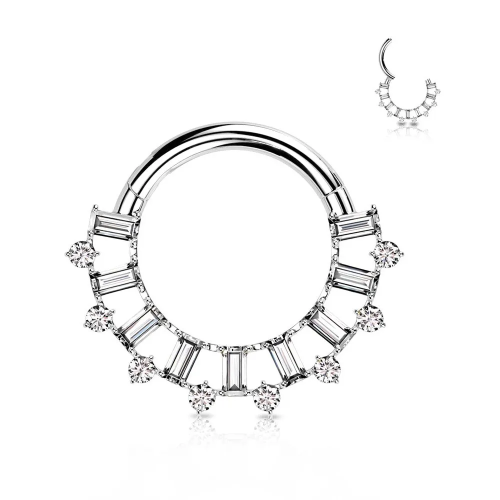 Segment Ring con zirconia taglio baguette MISURA 1.2 X 10 MM COLORE ARGENTO  