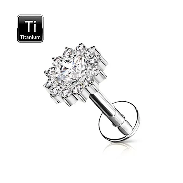    Helix - Tragus in titanio forma di fiore con zircone
