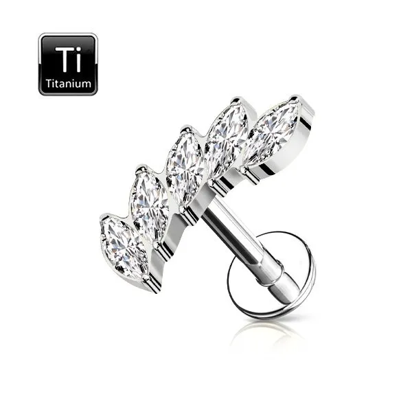 Helix / Tragus in titanio con 5 di pietre taglio marquise