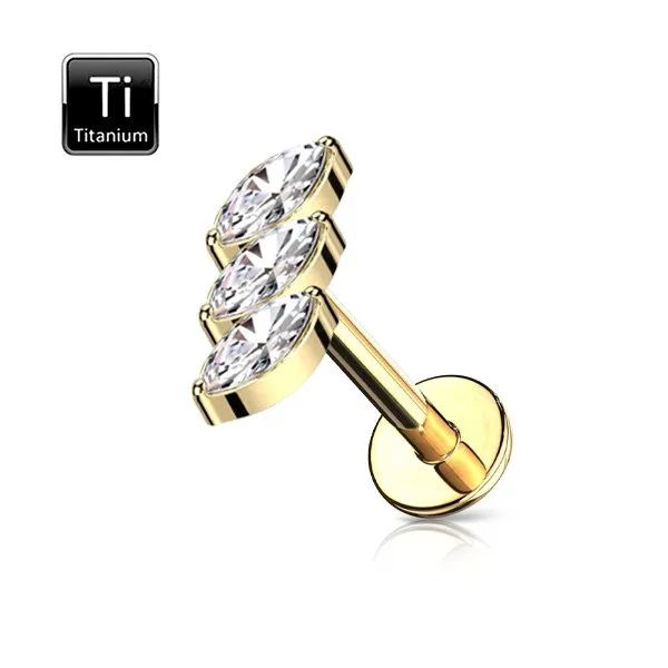 Helix  in titanio con 3 di pietre taglio marquise