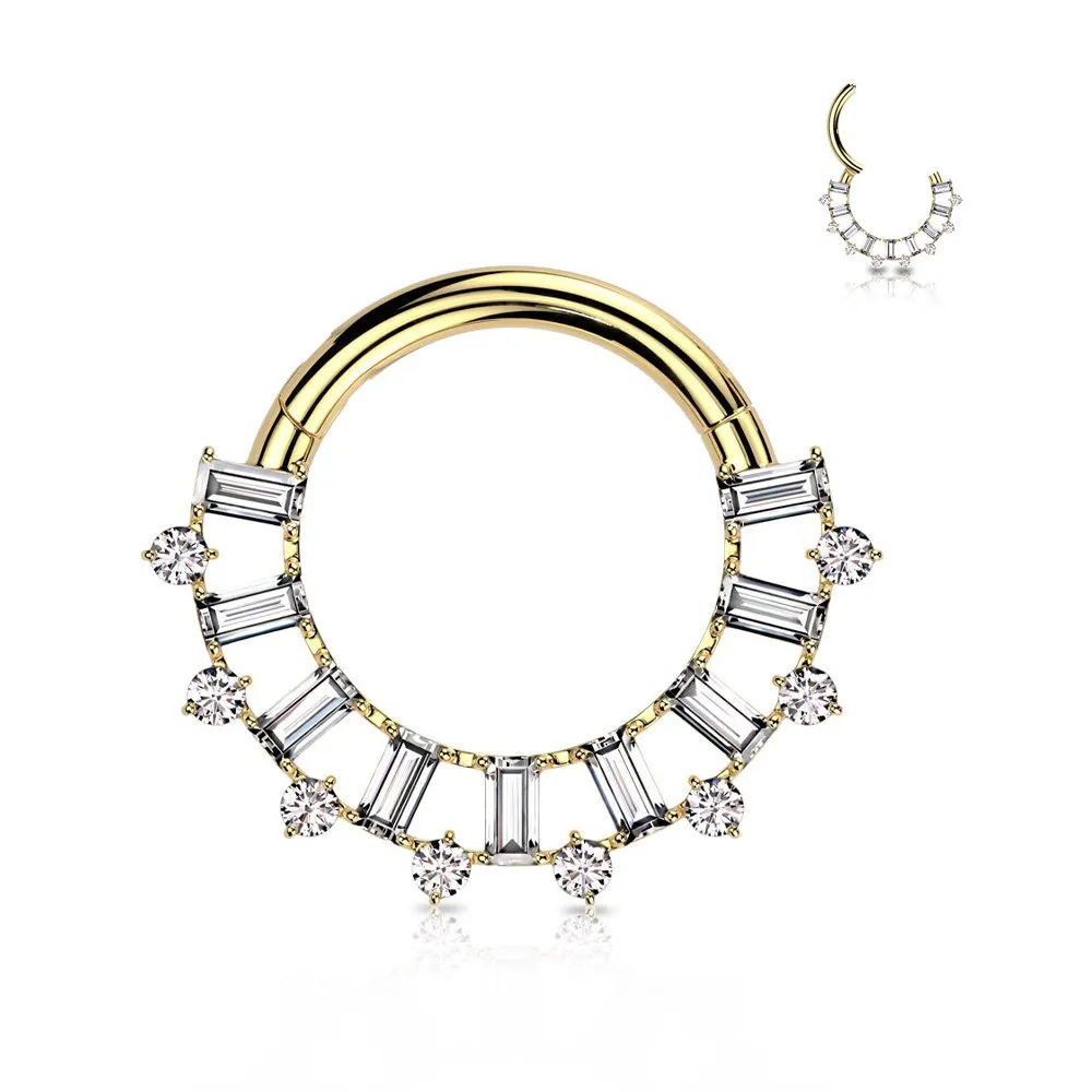 Segment Ring con zirconia taglio baguette MISURA 1.2 X 10 MM COLORE ORO 
